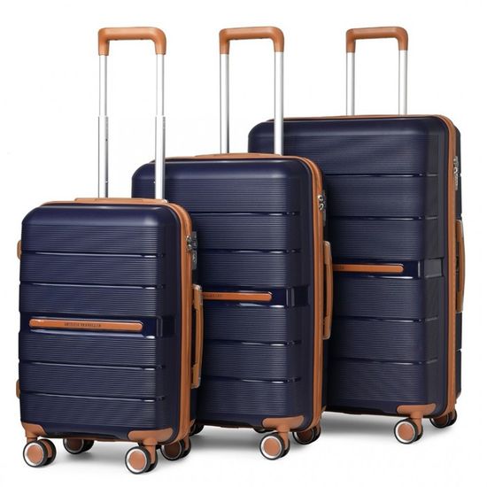 Lot 3 Valises Voyage Kono 55x40x20 Cm + Sac Voyage + Sac Toilette - Polypropylène Léger Avec Serrure TSA