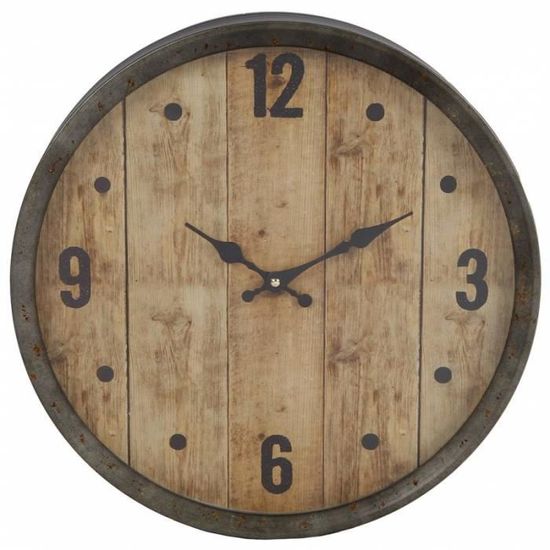 Horloge Murale Avec Vitre En Plexiglass Pendule De Cuisine Fond Imitation Bois Entourage Metal Patine Zinc Vieilli 6x40x40cm Achat Vente Horloge Pendule Cdiscount