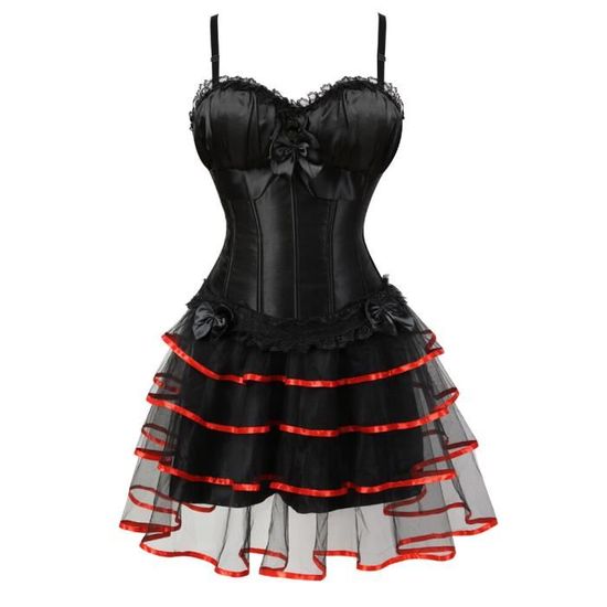Robe Corset Burlesque en Dentelle Noire pour Femme - black11[A22 ...