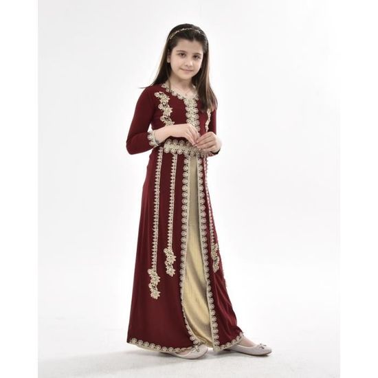 Caftan enfant fille takchita abaya robe dubai AID Rouge 14 Rouge