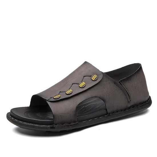 Sandales Homme En Cuir Pour L'Été - INSFITY - Bout Fermé Et