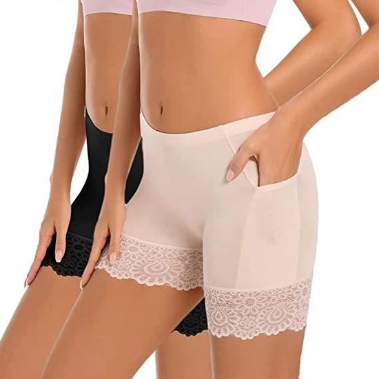 Culotte Femme Boxer Short Sans Couture - Taille Haute, Viscose Douce, Anti-remontée