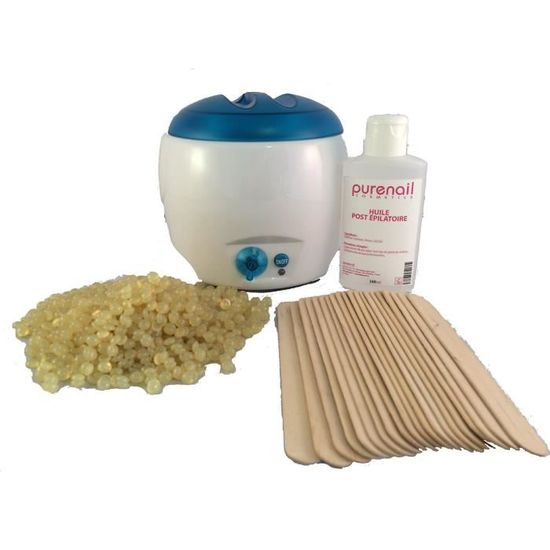 Kit esthétique épilation avec Chauffe cire 400ml, perles de cire MIEL