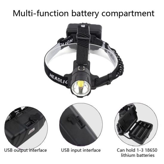 Lampe frontale puissante Lampe frontale P70, lampe frontale zoomable, haute  luminosité léger 4000LM USB charge deco lit - Cdiscount Sport