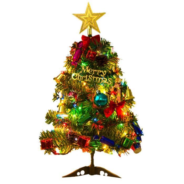 Sapin de Noël artificiel pliable avec guirlande lumineuse LED - Décoration fêtes - 50 cm