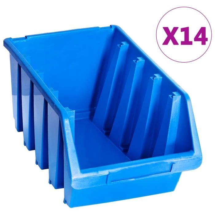 Bacs empilables de stockage 14 pcs Bleu Plastique -ABI HB146286 -LUS