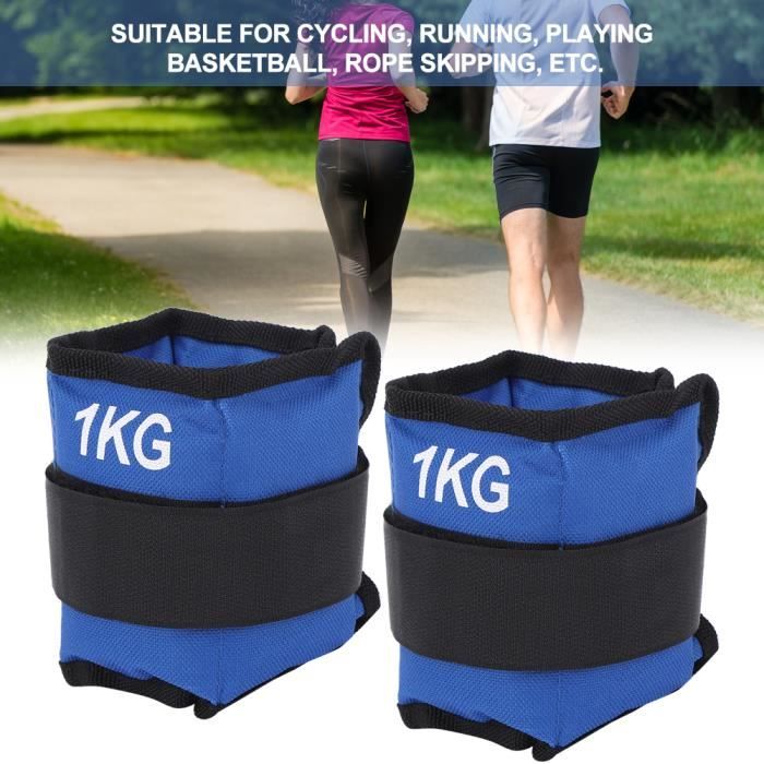 2pcs sac de sable poids sangle jambe cheville poignet force équipement de formation pour Gym Fitness Yoga(1 KG)
