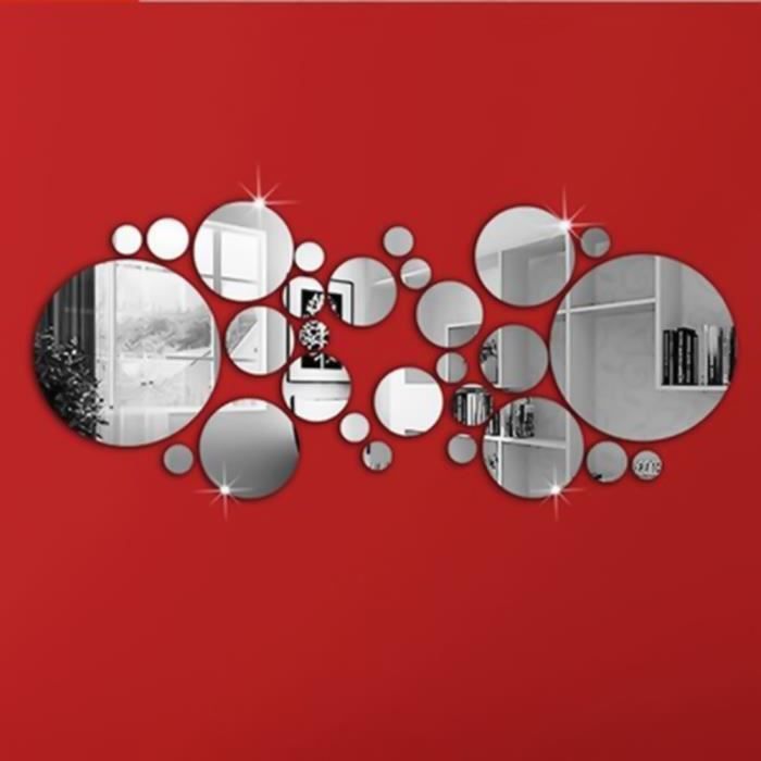 NOVA 30pcs Autocollant Mural Rond Amovible Style Miroir Décoration pour Maison sticker mural