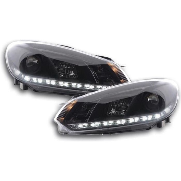 Paire de feux phares Daylight DRL Led VW Golf 6 1K de 08-12 Noir-33351282