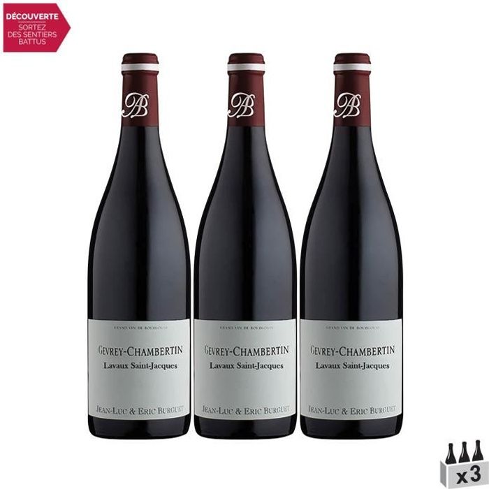 Gevrey-Chambertin Rouge 2015 - Lot de 3x75cl - Domaine Nicolas Burguet - Vin AOC Rouge de Bourgogne - Cépage Pinot Noir