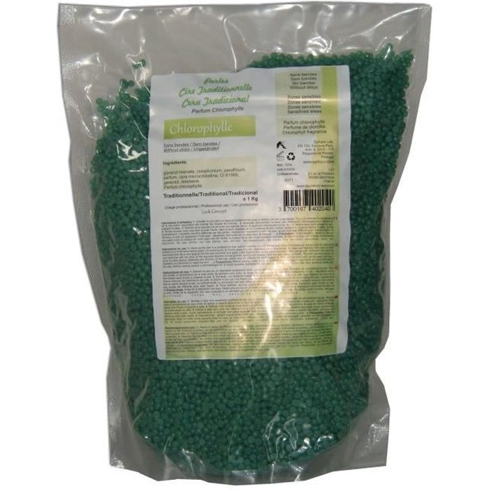1kg Perles de cire chaude Chlorophylle, une cire traditionnelle