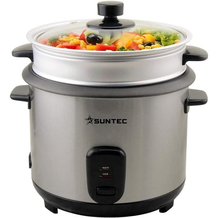 SUNTEC Cuiseur à riz RKO-9974 2-en-1, utilisable comme cuiseur à vapeur avec gobelet de mesure et pelle à riz, 400W