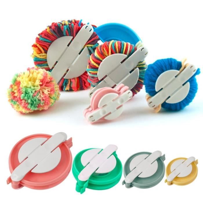 Accessoires Couture,Machine à pompon 4 pièces,tissage de boules,bricolage aiguille artisanat tricot laine outil