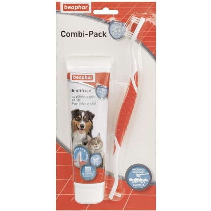 Beaphar Combi-Pack Dentifrice et Brosse Chiens Chats