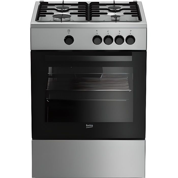 Beko FSG62000DX, Cuisinière, Acier inoxydable, Rotatif, Devant, émail, Cuisinière à gaz
