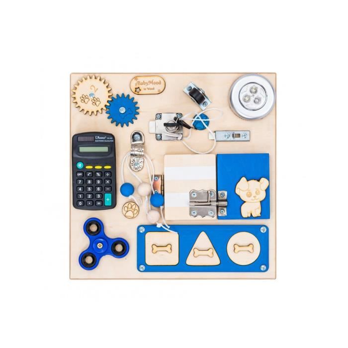 Bellochi Busy Board - Panneau D'Activités Enfants - Jeu de Manipulation - Jouet de Développement - Blue - 30x30 cm