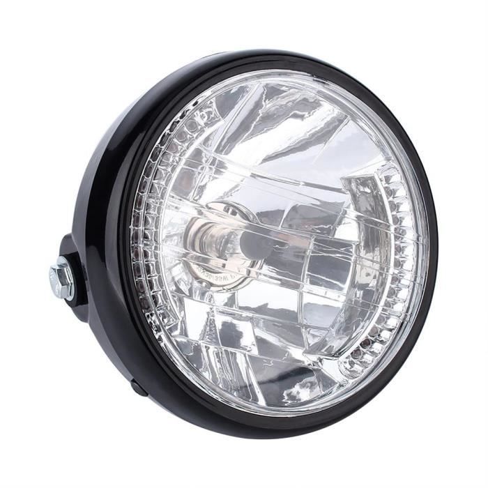 Dioche Phare de moto 7 'Phare LED Jaune Universel 12V H4 35W Moto Rond avec Support Noir