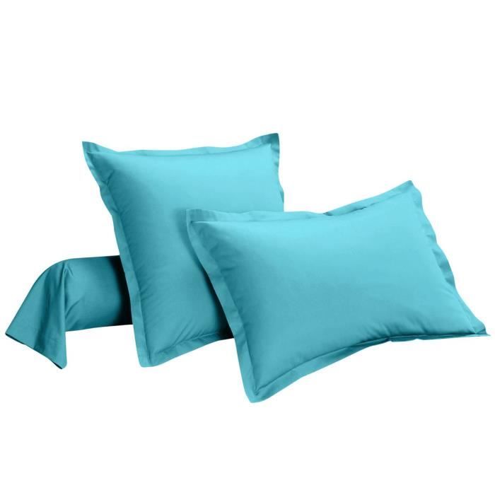 Taie de traversin Coton Bleu Uni 085185