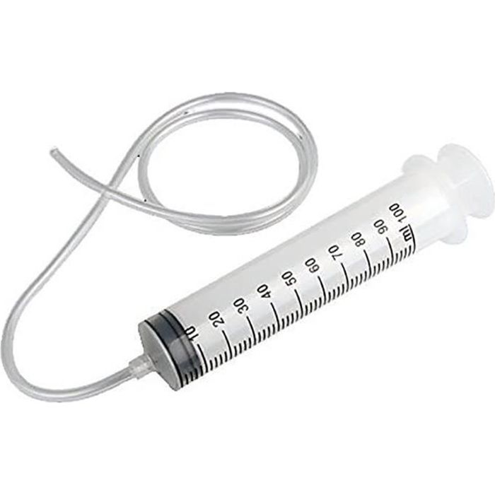 Seringue en plastique avec tuyau de 15 cm 100 ml précision hydroponie alimentation, PVC, Weiß, 100 ml+15 cm