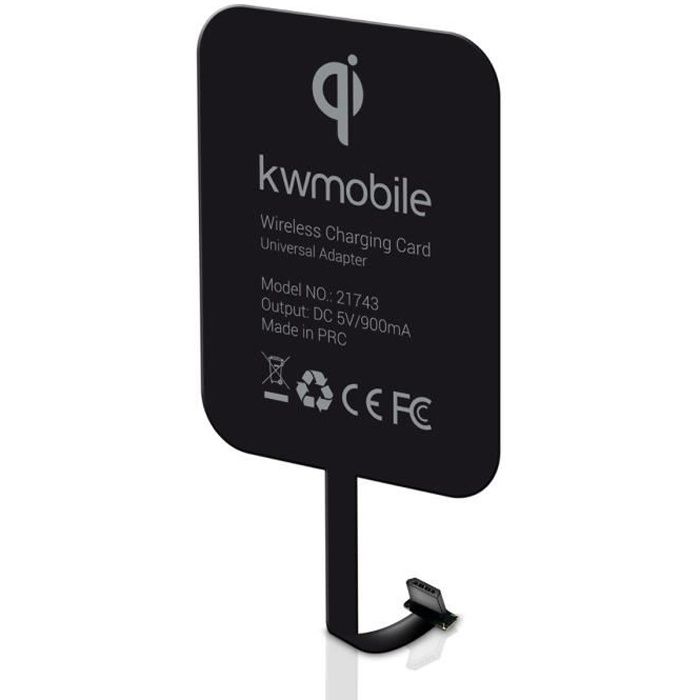 kwmobile Récepteur Qi Micro USB - Récepteur de Charge Sans Fil - Adaptateur Universel Chargeur à Induction - Compatible par ex avec