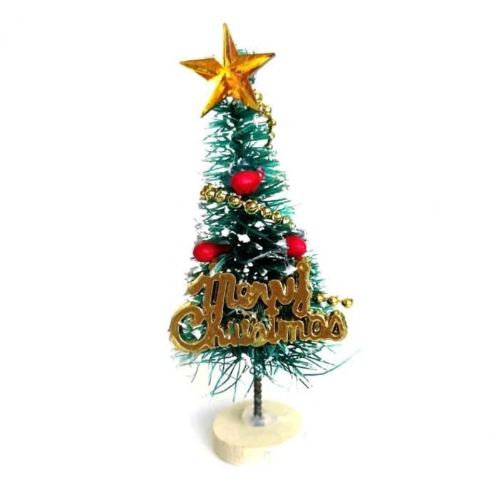 1pc miniature Arbre de Noël Mini Arbres artificiels pin avec bois Rechercher base pour les enfants (Blanc)