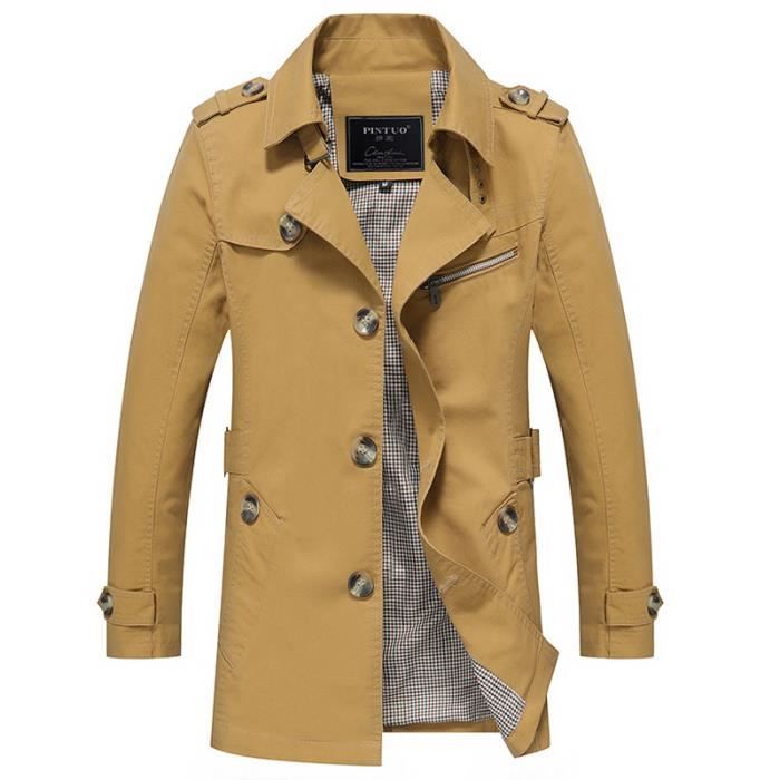 Veste homme Veste à boutonnage simple Veste sans capuche Coupe-vent homme Veste de couleur unie Veste en coton Veste moyenne et