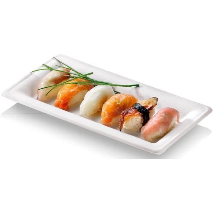 NATURESSE - N130-6 - 6 Assiettes rectangulaires Karo - Canne à sucre - 26 x 13 cm