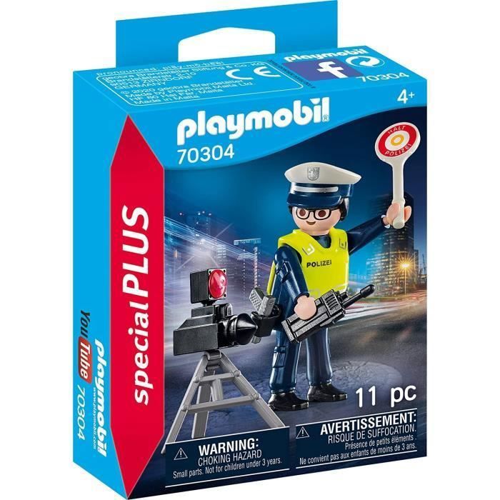 Figurine miniature Playmobil 70304 Policier avec radar