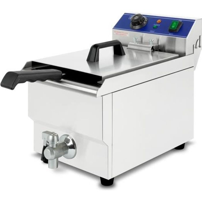 vertes Friteuse 13L (capacité 8 litres d'huile, principe des zones froides, vanne de vidange, acier inoxydable)