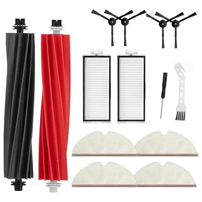 16 pezzi) Ricambi Q5 Pro per robot aspirapolvere Q5 Pro+/ Q8 Max/ Q8 Max+, 2 spazzole a rullo, 4 spazzole laterali, 4 filtri HEPA, 4 sacchetti per la polvere, 2 panni per