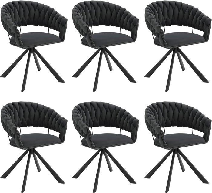 Lot De 6 Chaises De Salle à Manger Aspect De Lin Blanc Tissu - Maison