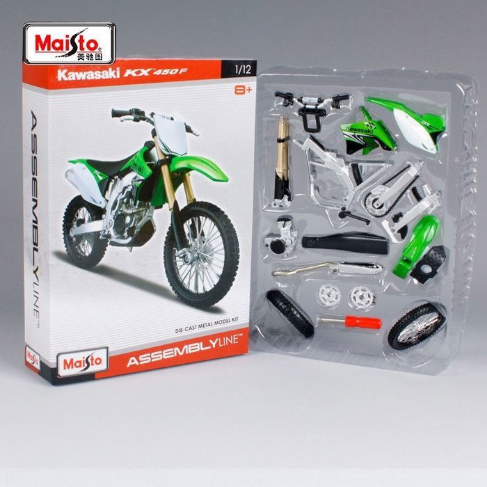 Maquette Moto Kawasaki KX 450F 1:12 Par Maisto - Modèle Détaillé, Neuf En Boîte