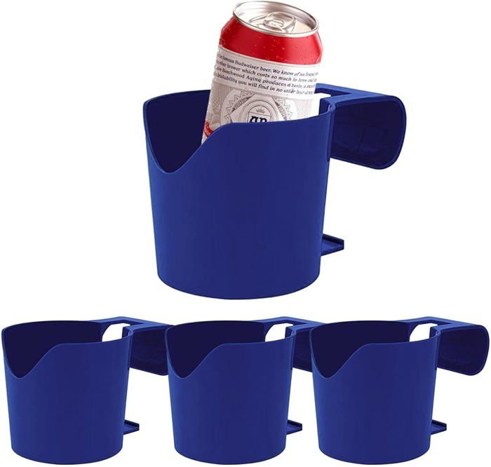 YYSWSAKY Lot de 4 Porte Gobelet Piscine, Porte-Bières au Bord de la Piscine, Porte-Gobelet Multifonctionnel Suspendu en Plastique, pour Boissons, Bière et Objets, sans Déversement (Bleu
