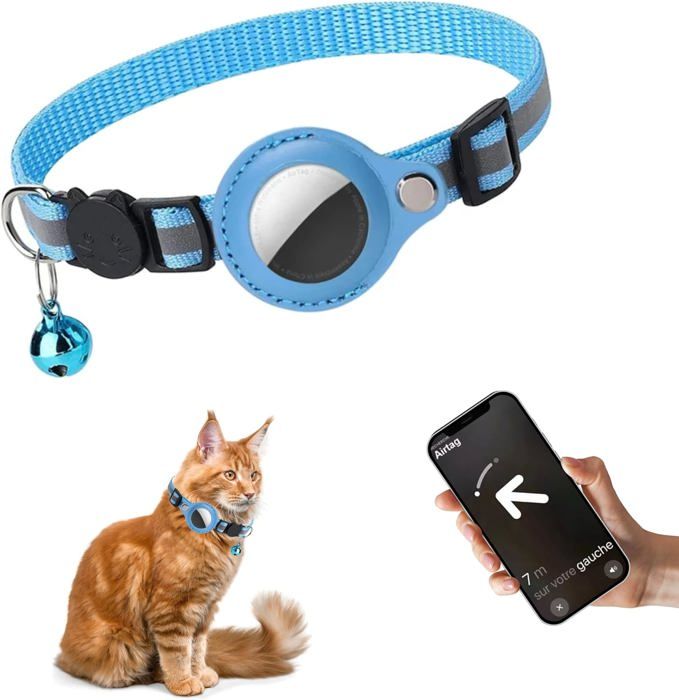 Comparer les prix de KCVV - Collier GPS Chat avec Tracker Collier Chat Anti étranglement Collier Chat Personnalisable Chaton Chat avec Nom et Tel(Bleu)
