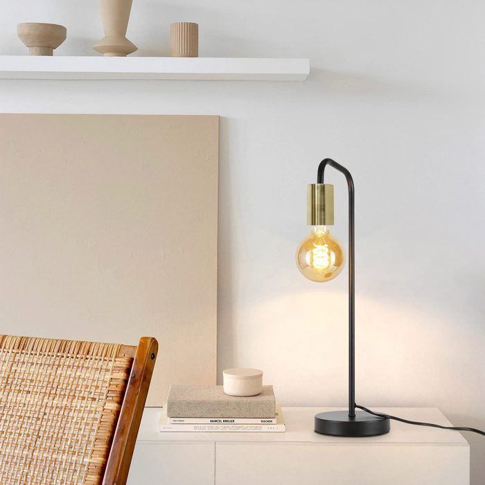 Lampe de table - NETTLIFE - E27 - Noir - Métal - Moderne 45 cm
