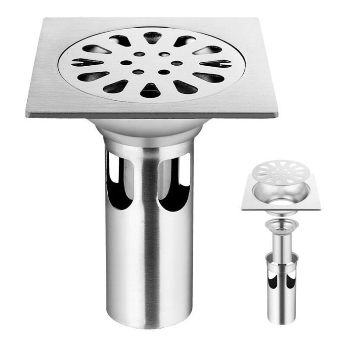 SPORTARC Siphon De Sol Inox 125 Mm Anti-Blocage - Couvercle Grille Ronde Plate Pour Drainage Jardin, Balcon, Extérieur