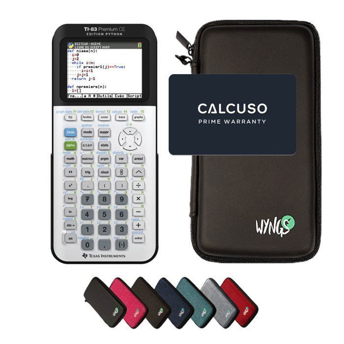 Calculatrice graphique - TEXAS INSTRUMENTS - TI-83 Premium CE Python - Écran couleur 320×240 - Python intégré - Housse WYNGS