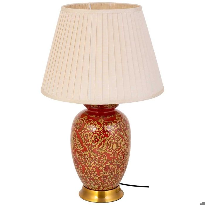 Lampe de table en céramique rouge D40x65 Lampe de table en céramique rouge D40x65