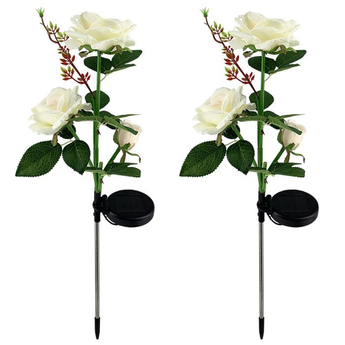 Lampes solaires de décoration de jardin 2 pièces de lampe LED de jardin dextérieur en forme de rose avec panneau solaire étanche