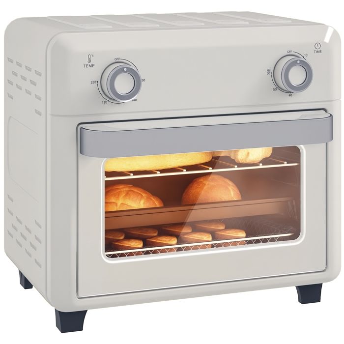 Friteuse sans huile mini four à air chaud - HOMCOM - 10L 1 000 W - température réglable 80°C-230°C minuterie - crème - Hom