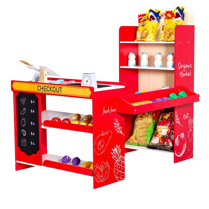 Coffret épicerie enfant - VEVOR - AC7732A - MDF - 35 accessoires - Scanner & tapis roulant