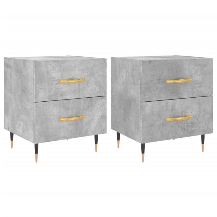 JILLS - Ensemble de 2 armoires de chevet Tables de chevet - gris béton 40x35x475cm - Bois d’ingénierie OCT68737413