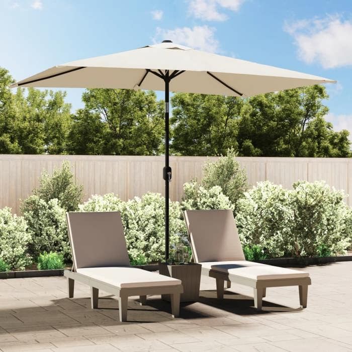 Parasol rectangulaire - Happiness - 200x300 cm - Blanc sable - Mât 38 mm - Hauteur 24 m - Cadre en acier