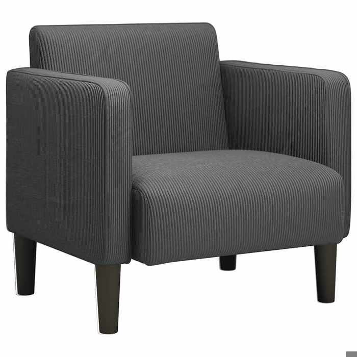 NEUF 2026 CHIC Chaise de canapé SWEETY Fauteuil 1 PLACE accoudoirs gris foncé 54 cm tissu velours côtelé FF5442