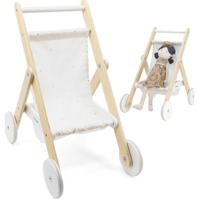 Poussette pour poupée - VIGA TOYS - VIGA PolarB - Cadre en bois durable - Beige - Polyvalente extérieur/intérieur