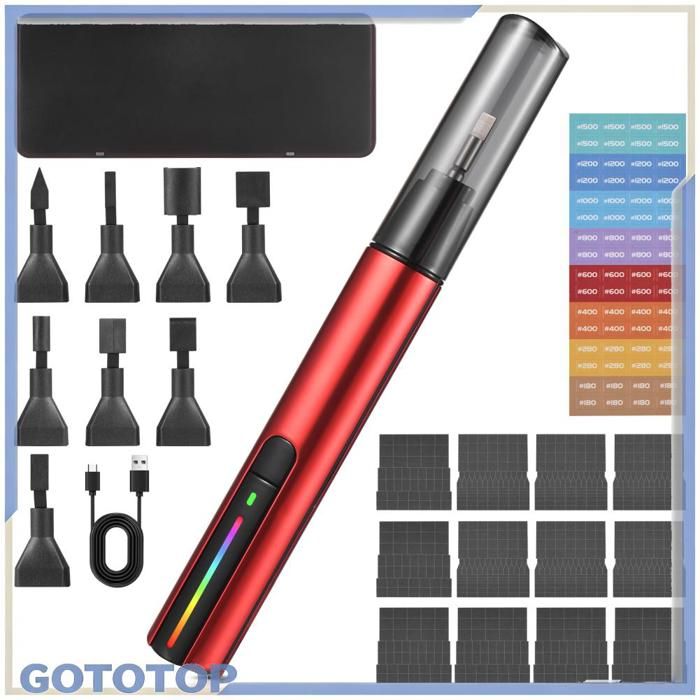 GOTOTOP ponceuse de détail Mini Affûteur Alternatif Avec 8 Têtes D’affûtage Rouge Et Noir deco lit Rouge et Noir