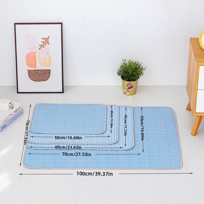 Tapis de refroidissement pour chien - Phoesky - 35x50 cm - Bleu - Durable - Doux - Portable - Coton et Polyester - Carré