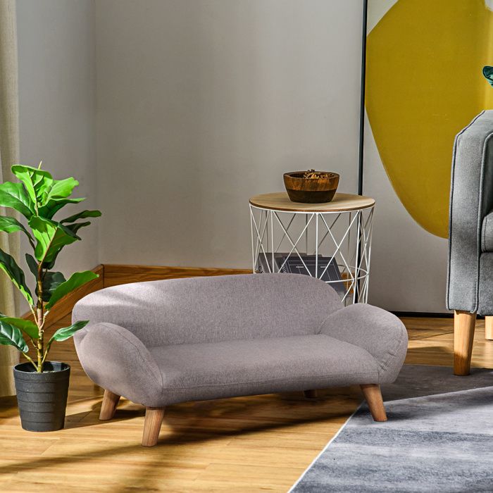 MOTHINESSTO5689-Canapé pour chien canapé pour animal de compagnie style scandinave pieds effilés en bois revêtement tissu 72 x 44 x