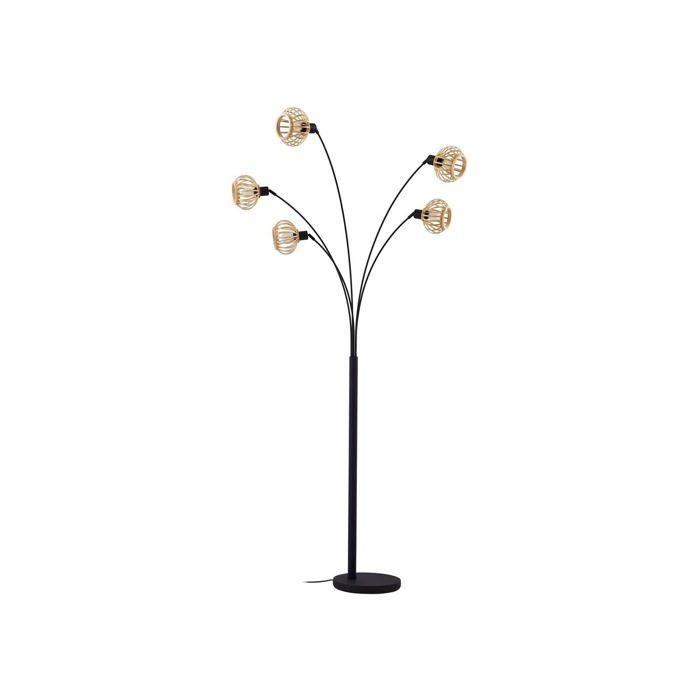 Lampadaire salon - Lindby - lampe sur pied - Bambou - bois noir