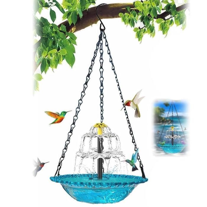 Fontaine cascade suspendue à énergie solaire pour oiseaux résistante au vent et aux intempéries facile dentretien avec